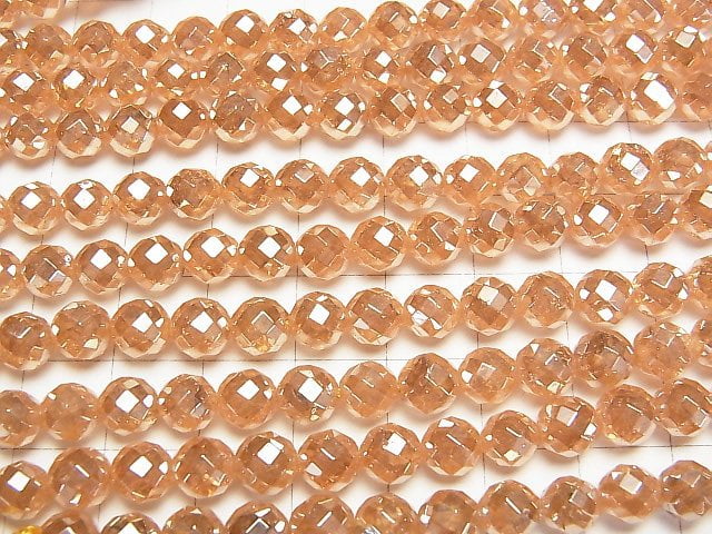 [Video] Crack Champagne Aura Crystal Quartz AAA 64Faceted Round 6mm half or 1strand beads (aprx.15inch/38cm)