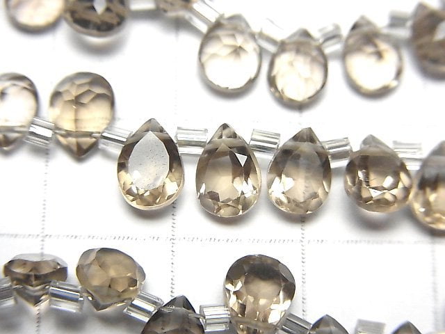 [Video]High Quality Smoky Quartz AAA Pear shape Faceted 7x5x4mm [Light color] half or 1strand (28pcs)