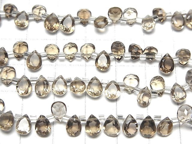 [Video]High Quality Smoky Quartz AAA Pear shape Faceted 7x5x4mm [Light color] half or 1strand (28pcs)