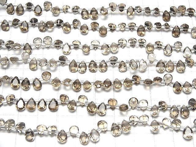 [Video]High Quality Smoky Quartz AAA Pear shape Faceted 7x5x4mm [Light color] half or 1strand (28pcs)