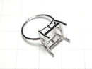 [Video]Silver925 Ring Frame (Prong Setting)Square Faceted 10.5mm Rhodium Plated Free Size 1pc