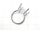 [Video]Silver925 Ring Frame (Prong Setting)Square Faceted 10.5mm Rhodium Plated Free Size 1pc