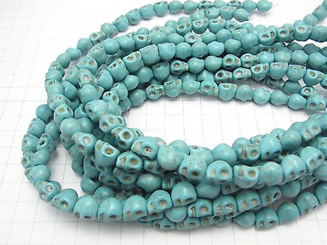 Magnesite Turquoise Skull 10x8x9mm 1strand beads (aprx.15inch/37cm)