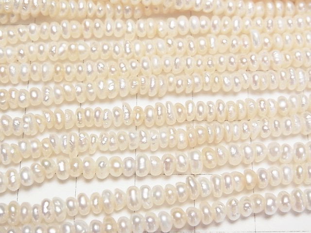 [Video]Fresh Water Pearl AA++ White Roundel 3-3.5mm 1strand beads (aprx.13inch/33cm)