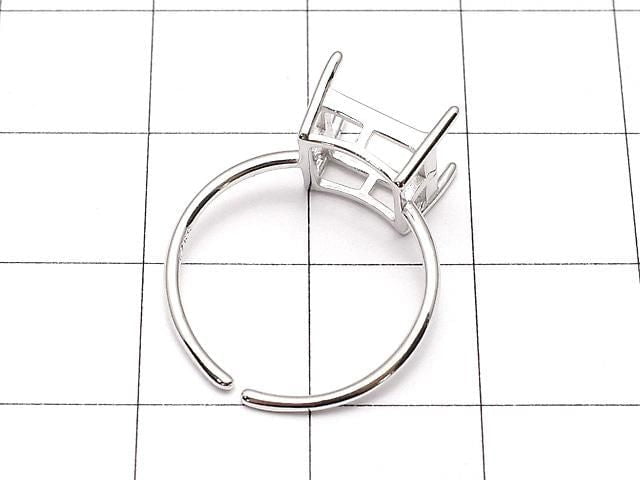 [Video] Silver925 Ring Frame (Prong Setting) Square Faceted 8mm Rhodium Plated One Size Fits All 1pc