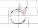[Video]Silver925 Ring Frame (Prong Setting) Square Faceted 8.3mm Rhodium Plated Free Size 1pc