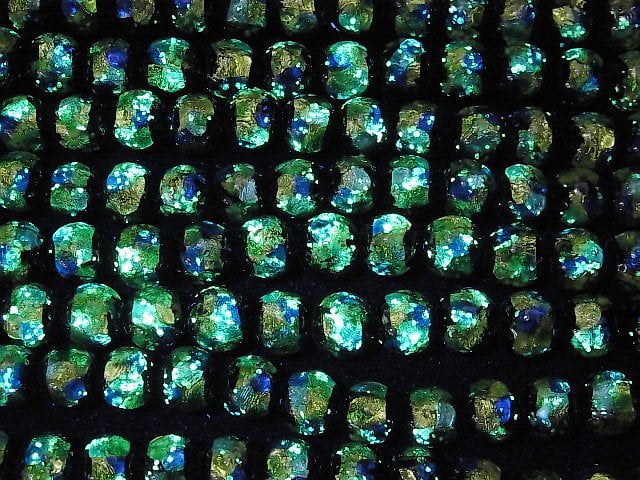 [Video] Lampwork Beads Round 8mm [Blue x Yellow/Luminous type] 1/4 or 1strand beads (aprx.15inch/36cm)