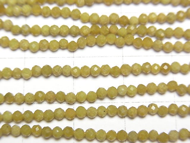 [Video]High Quality! Olive Opal Faceted Round 2mm 1strand beads (aprx.13inch/32cm)