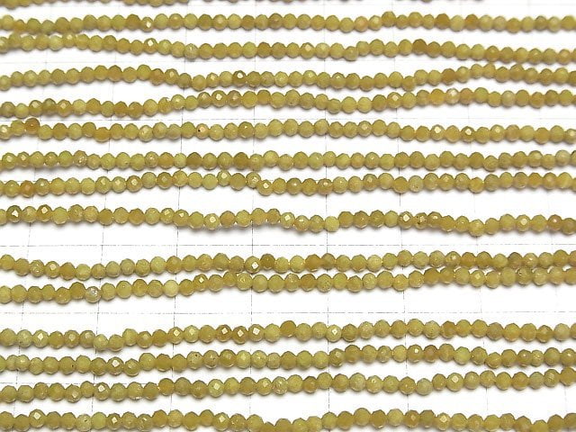 [Video]High Quality! Olive Opal Faceted Round 2mm 1strand beads (aprx.13inch/32cm)