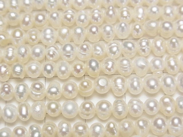 [Video]Fresh Water Pearl AA White Potato 4-5mm 1strand beads (aprx.13inch/33cm)