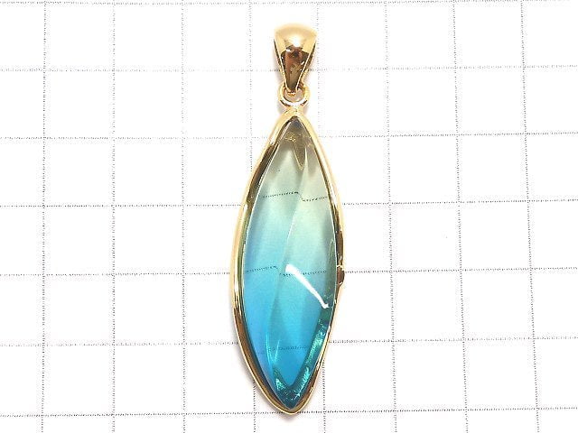 [Video][One of a kind] Blue color Amber Pendant 18KGP NO.103