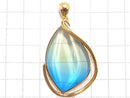 [Video][One of a kind] Blue color Amber Pendant 18KGP NO.109
