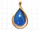 [Video][One of a kind] Blue color Amber Pendant 18KGP NO.114