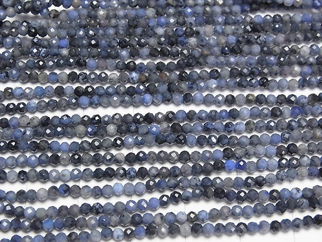 [Video]High Quality! Dumortierite Faceted Round 2mm 1strand beads (aprx.15inch/38cm)