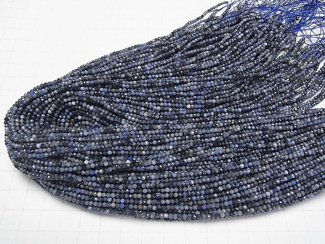 [Video]High Quality! Dumortierite Faceted Round 2mm 1strand beads (aprx.15inch/38cm)