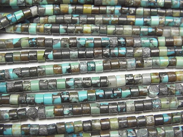 [Video]Turquoise AA Rondelle (Heishi)3x3x2mm 1strand beads (aprx.15inch/38cm)