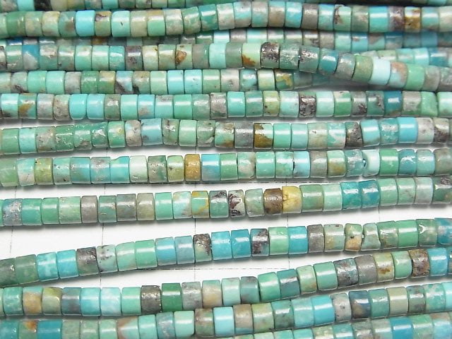 [Video]Turquoise AA++ Roundel (Heishi)3x3x2mm half or 1strand beads (aprx.15inch/38cm)