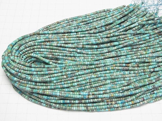 [Video]Turquoise AA++ Roundel (Heishi)3x3x2mm half or 1strand beads (aprx.15inch/38cm)