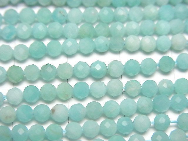 [Video] High Quality! Peruvian Amazonite AA Faceted Round 3mm 1strand beads (aprx.15inch/37cm)