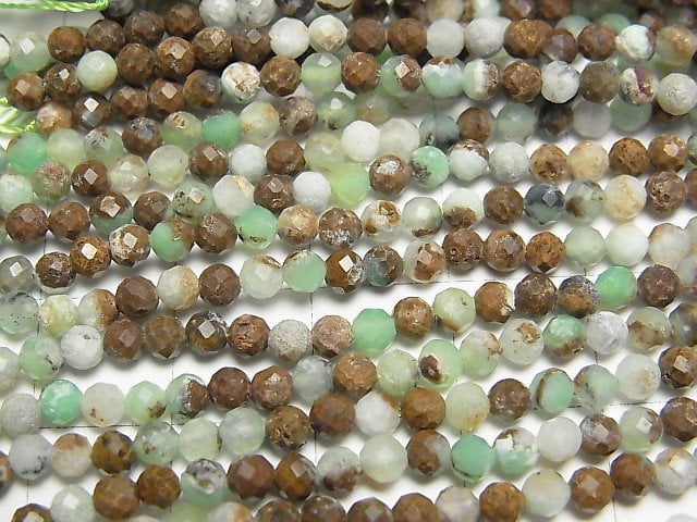 [Video]High Quality! Base Rock included Chrysoprase AA Faceted Round 3mm 1strand beads (aprx.15inch/37cm)