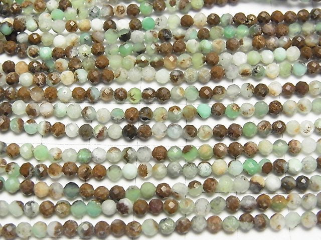 [Video]High Quality! Base Rock included Chrysoprase AA Faceted Round 3mm 1strand beads (aprx.15inch/37cm)