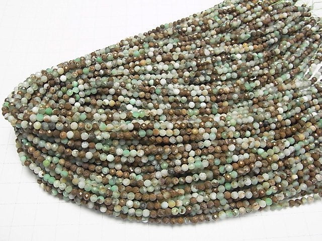 [Video]High Quality! Base Rock included Chrysoprase AA Faceted Round 3mm 1strand beads (aprx.15inch/37cm)