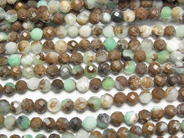[Video] High Quality! Base Rock included Chrysoprase AA Faceted Round 4mm 1strand beads (aprx.15inch/37cm)