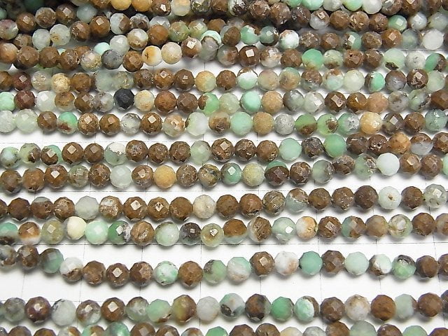 [Video] High Quality! Base Rock included Chrysoprase AA Faceted Round 4mm 1strand beads (aprx.15inch/37cm)