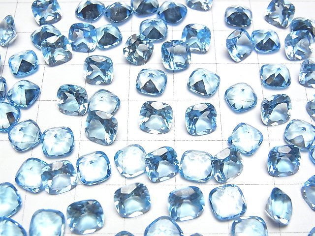 [Video]High Quality Swiss Blue Topaz AAA Loose stone Square Faceted 7x7mm 2pcs