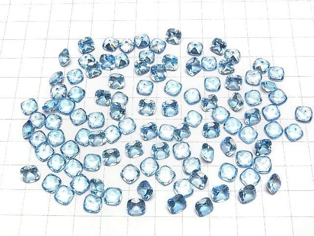 [Video]High Quality Swiss Blue Topaz AAA Loose stone Square Faceted 7x7mm 2pcs