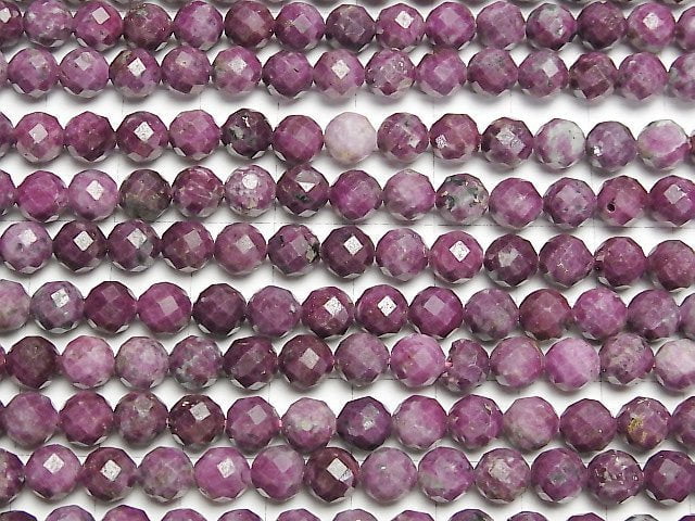 [Video] High Quality! Ruby AA 64Faceted Round 6mm half or 1strand beads (aprx.15inch/37cm)