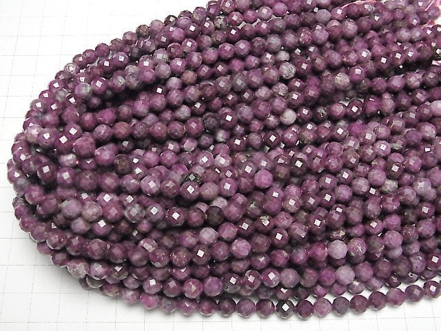 [Video] High Quality! Ruby AA 64Faceted Round 6mm half or 1strand beads (aprx.15inch/37cm)