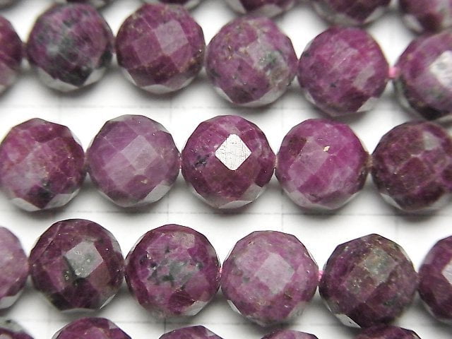 [Video] High Quality! Ruby AA 64Faceted Round 8mm half or 1strand beads (aprx.15inch/37cm)