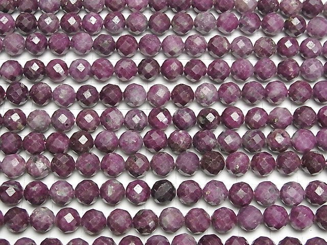 [Video] High Quality! Ruby AA 64Faceted Round 8mm half or 1strand beads (aprx.15inch/37cm)