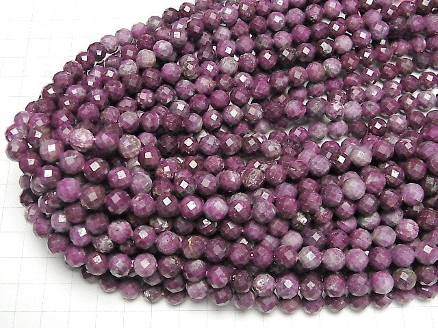 [Video] High Quality! Ruby AA 64Faceted Round 8mm half or 1strand beads (aprx.15inch/37cm)