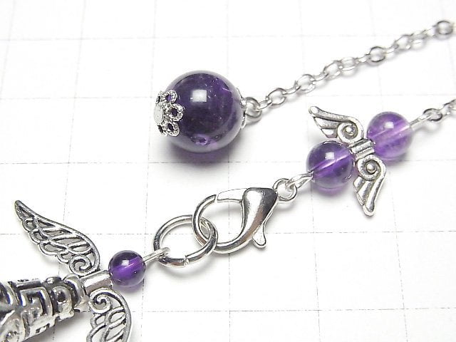 [Video]Amethyst AA++ Pendulum 65x19x19mm with chain silver color 1pc