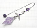 [Video]Amethyst AA++ Pendulum 65x19x19mm with chain silver color 1pc