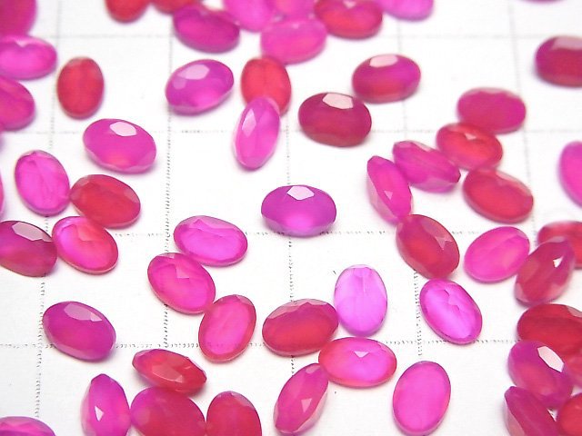 [Video]High Quality Fuchsia Pink Chalcedony AAA Loose stone Oval Faceted 6x4mm 10pcs