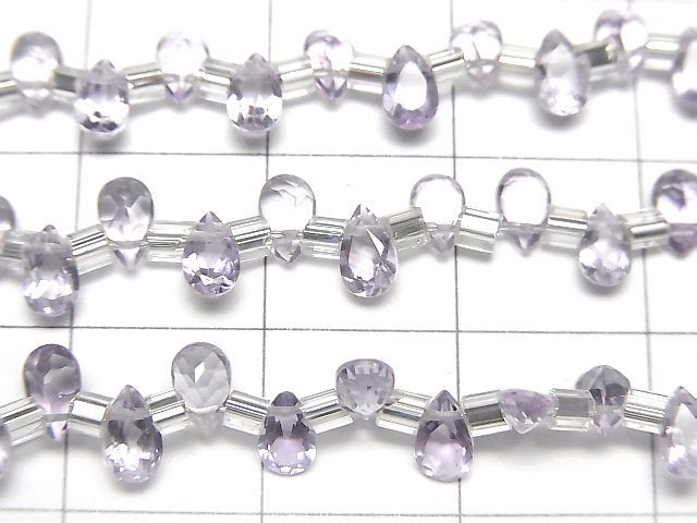 [Video] High Quality Light color Amethyst AAA Pear shape Faceted 5x3mm 1strand (53pcs )
