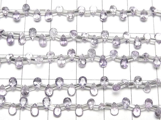 [Video] High Quality Light color Amethyst AAA Pear shape Faceted 5x3mm 1strand (53pcs )