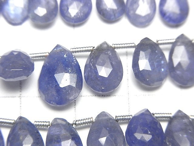 [Video]High Quality Tanzanite AA++ Pear shape Faceted Briolette half or 1strand beads (aprx.7inch/18cm)