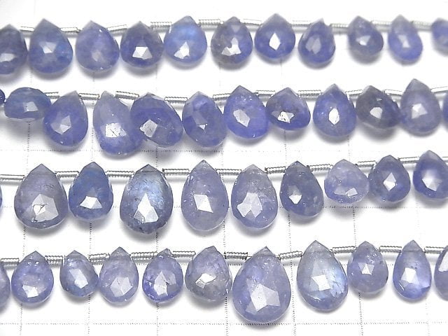 [Video]High Quality Tanzanite AA++ Pear shape Faceted Briolette half or 1strand beads (aprx.7inch/18cm)