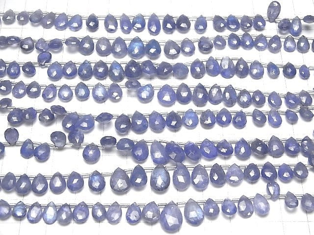 [Video]High Quality Tanzanite AA++ Pear shape Faceted Briolette half or 1strand beads (aprx.7inch/18cm)