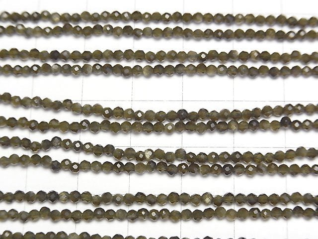 [Video] High Quality! Golden Obsidian Faceted Round 2mm 1strand beads (aprx.12inch/30cm)