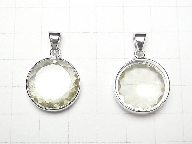 [Video]Libyan Desert Glass Round Faceted Pendant 20x20mm Silver925 1pc