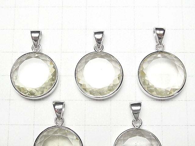 [Video]Libyan Desert Glass Round Faceted Pendant 20x20mm Silver925 1pc