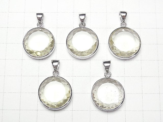 [Video]Libyan Desert Glass Round Faceted Pendant 20x20mm Silver925 1pc