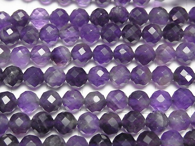 [Video] High Quality! Amethyst AA 64Faceted Round 6mm 1strand beads (aprx.15inch/37cm)