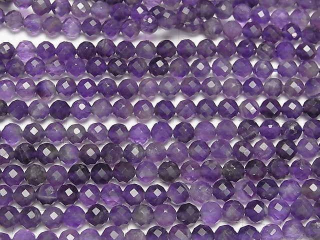 [Video] High Quality! Amethyst AA 64Faceted Round 6mm 1strand beads (aprx.15inch/37cm)