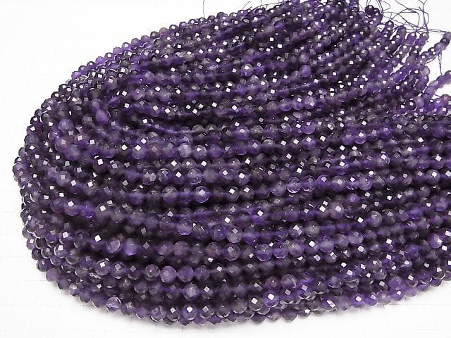 [Video] High Quality! Amethyst AA 64Faceted Round 6mm 1strand beads (aprx.15inch/37cm)